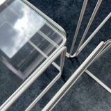 3 nesting tables by Max Sauze for Isocèle – 1970s – white metal & glass