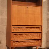 Vintage wicker rattan secretary desk