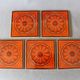Vintage 5 Villeroy and Boch small tiles, 1960s-70s, orange flowers