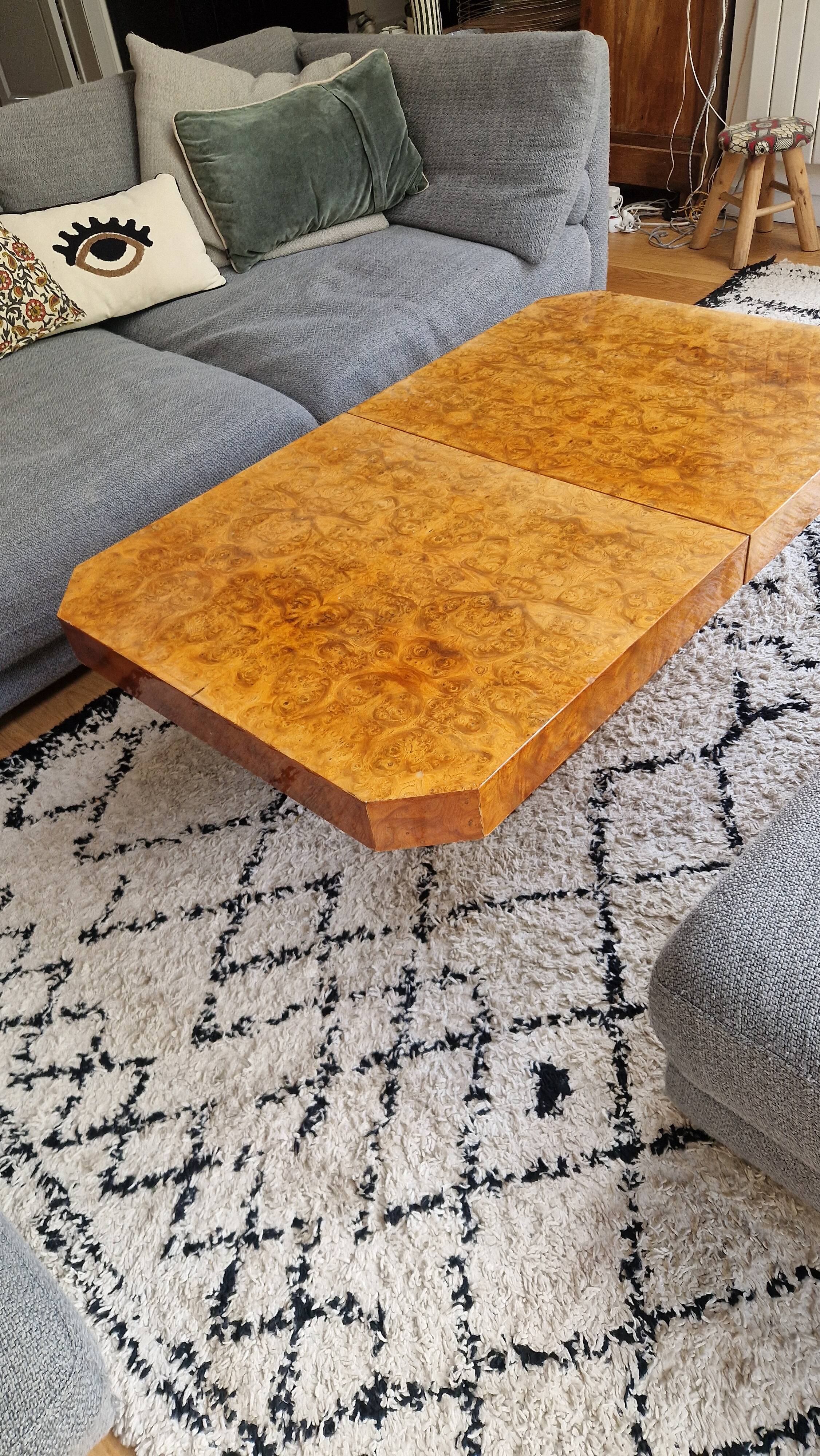 Elm burl coffee table, 1970