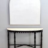 Miroir mural minimaliste en forme de bouclier avec cadre en acier, Italie