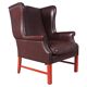 English Georgian Style Brown Leather Wingback Armchair