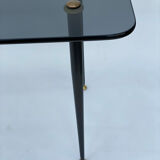 Table ovale de salon en verre fumé vintage