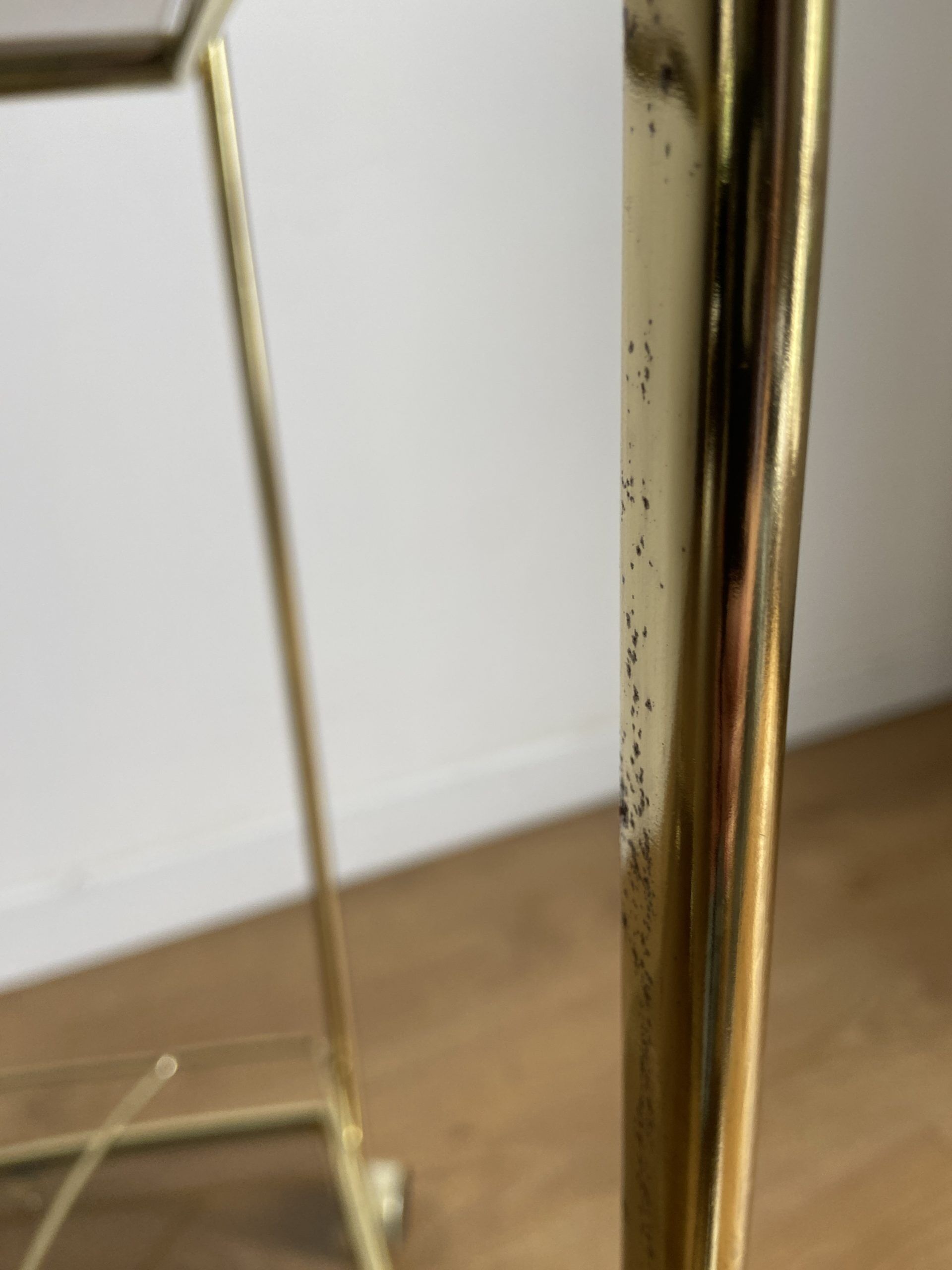 Vintage rolling service in gilded metal and smoked glass