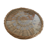 Round glass and wicker top
