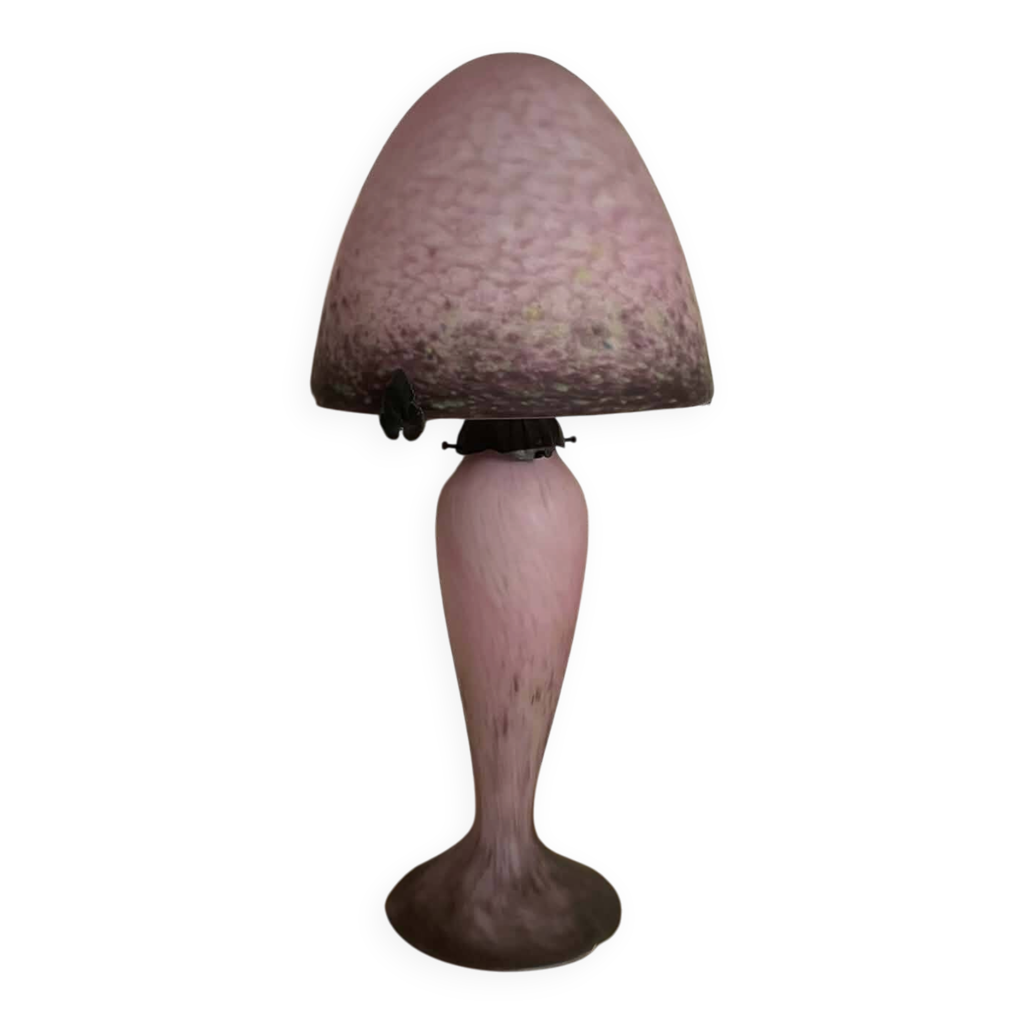 Mushroom lamp Le Verre Français in pink marbled glass