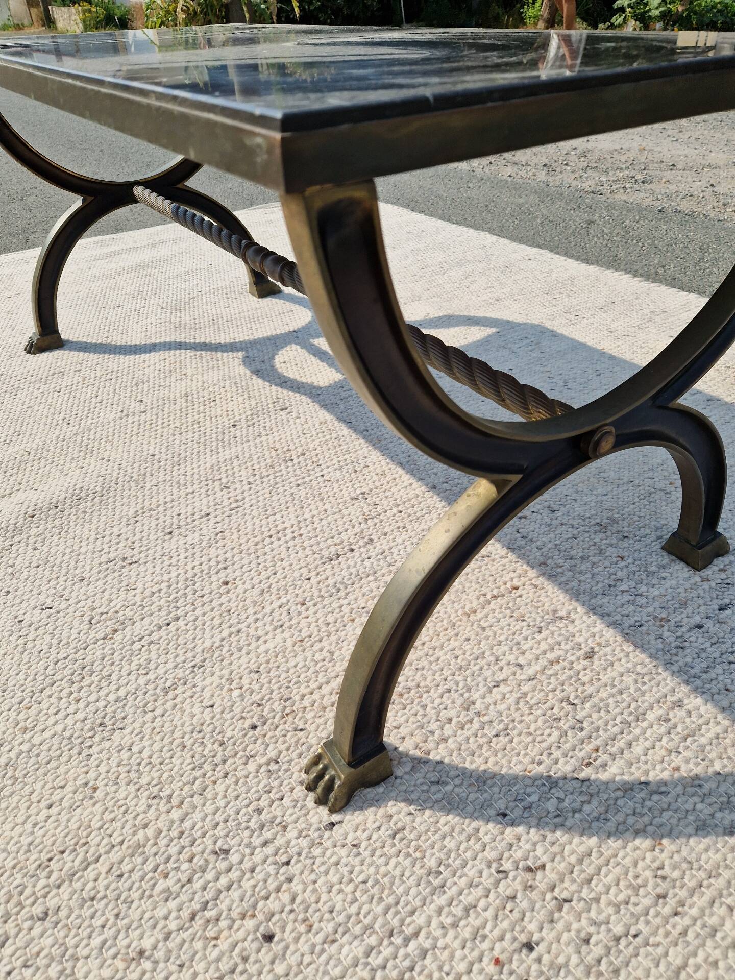 Low tables with marble tops in Neoclassical style.