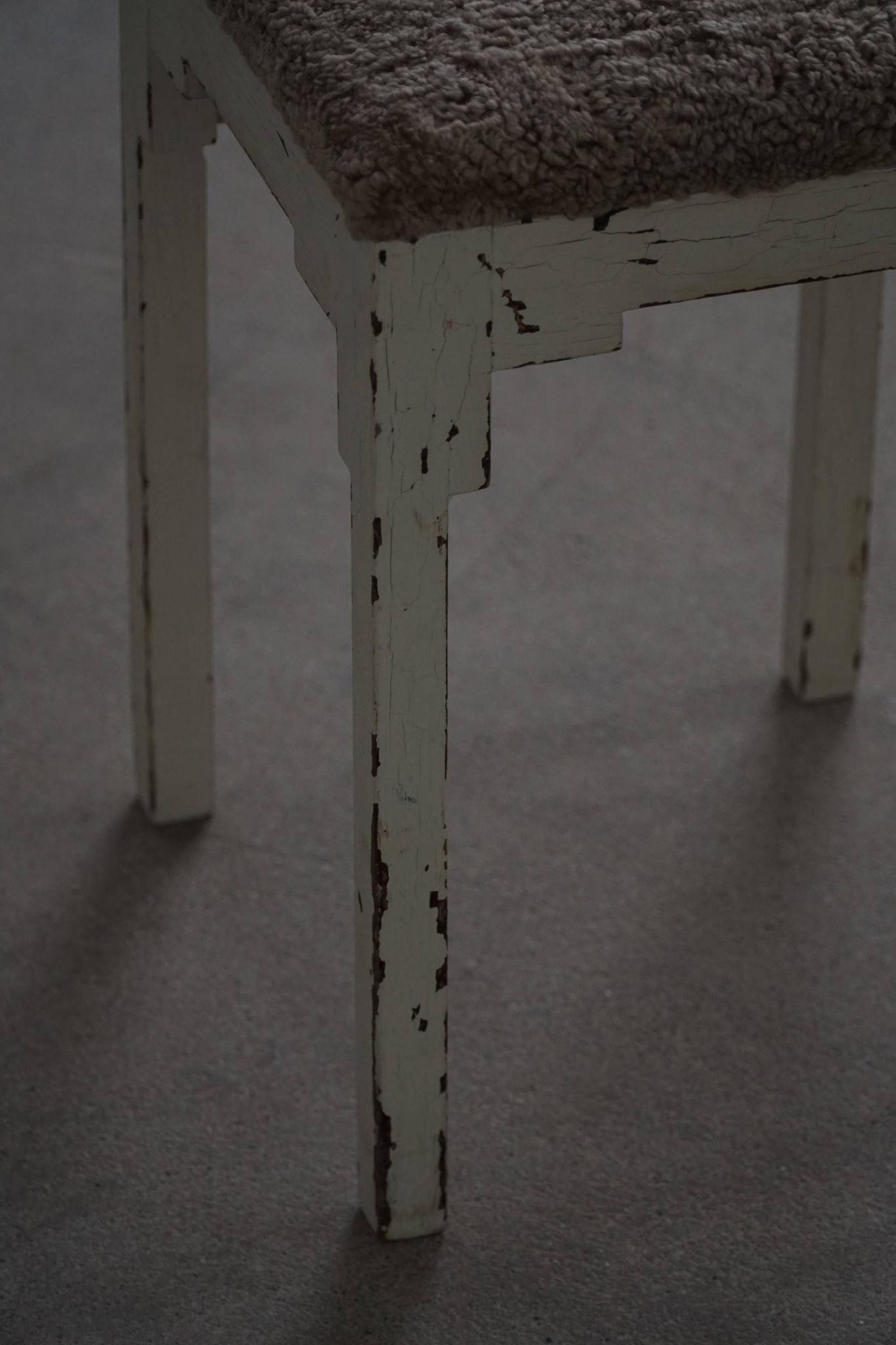 A pair of antique Danish stools, seats in lambswool, late 19th century.