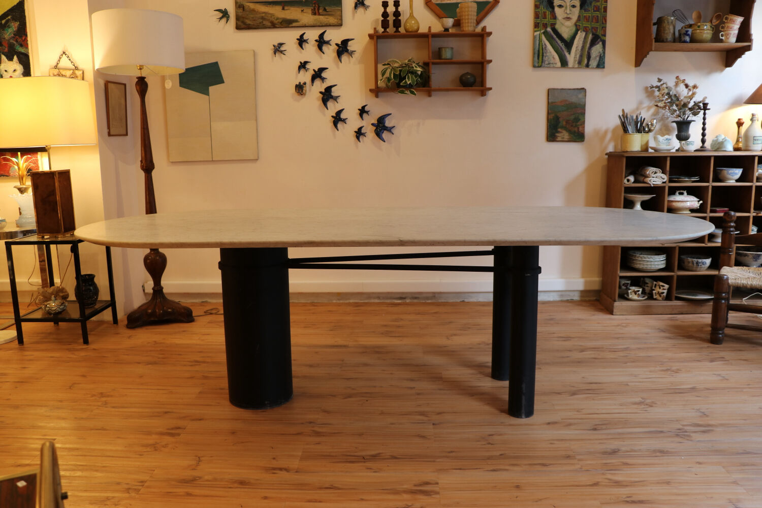 Large marble dining table, 1980s