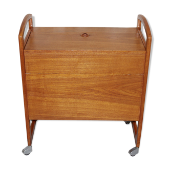 Meuble bar chariot vintage scandinave en teck années 1960