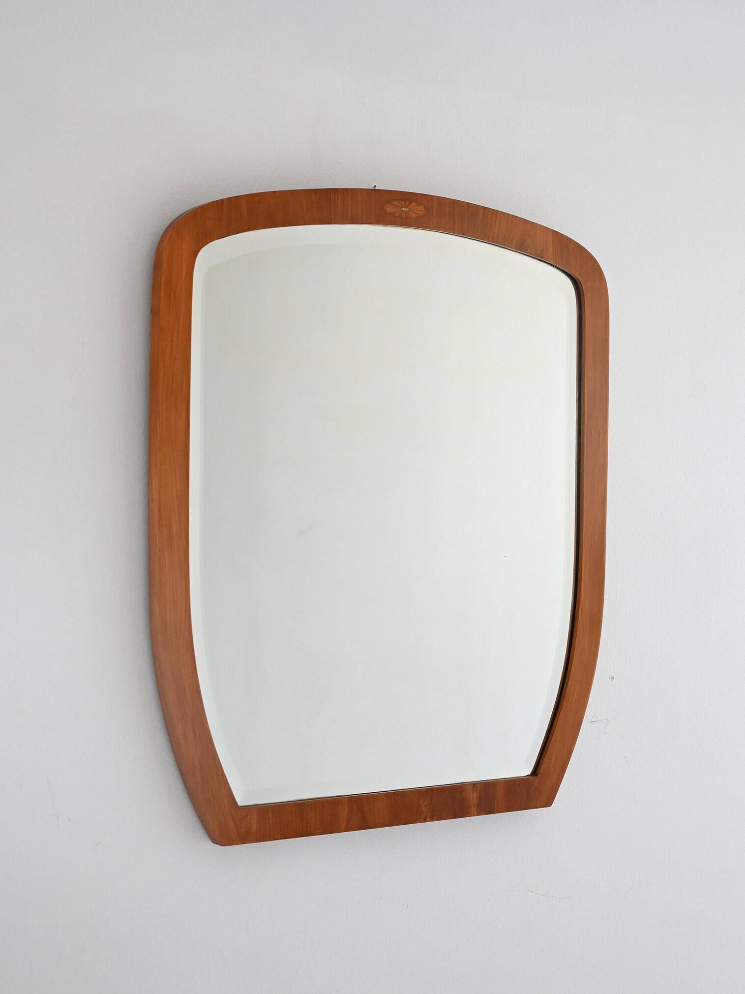 Vintage Scandinavian mirror in inlaid teak