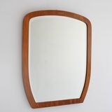 Miroir scandinave vintage en teck incrusté