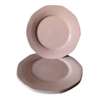 Set of 4 vintage pink plates Sarreguemines Digoin france