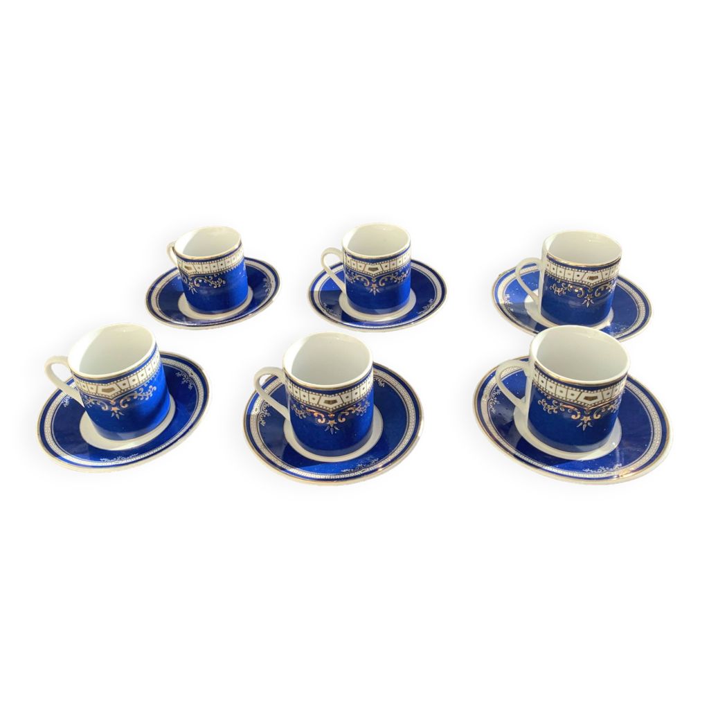 Service à Café En Porcelaine De Kahla En Noir Et Blanc Ann%c3%a9es 1960 Motif Peint %c3%a0 La Main
