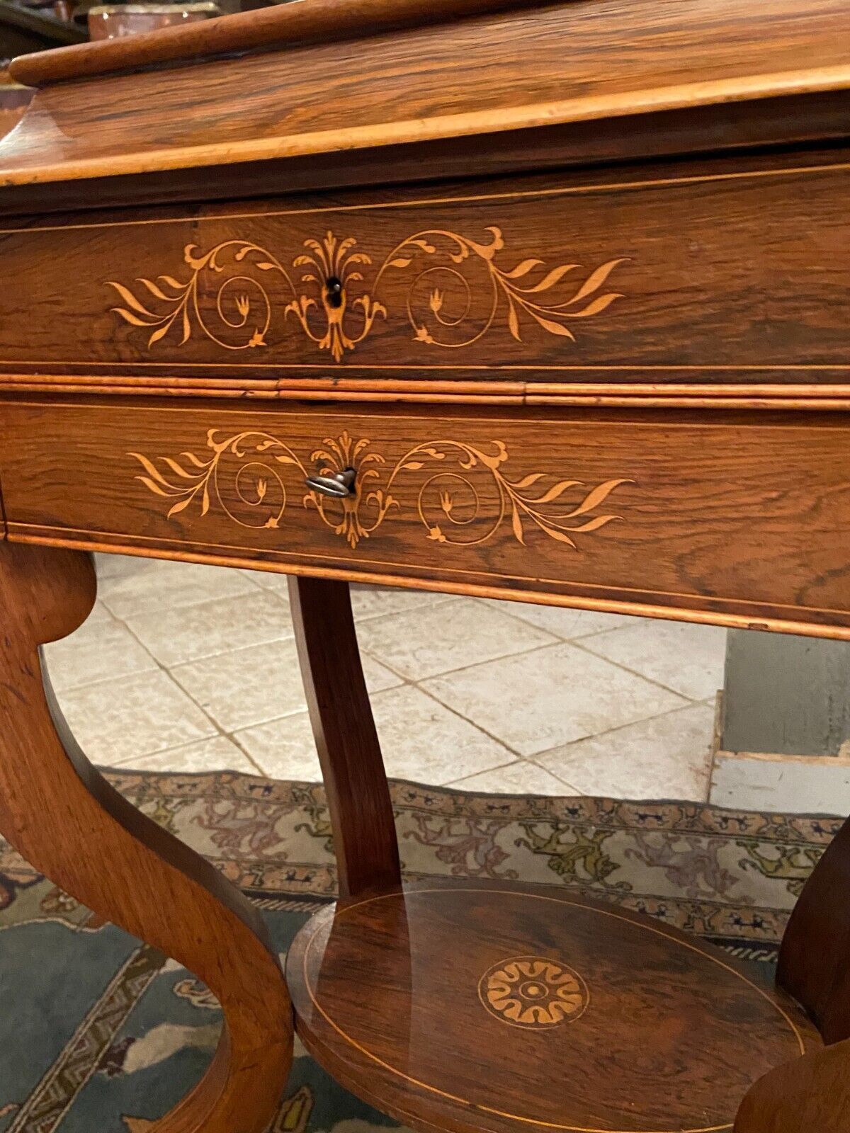 Worker end or back of sofa with inlaid decoration of period Charles X