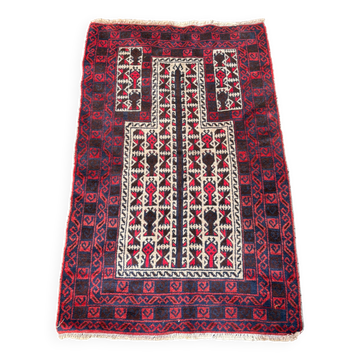 Old Afghan Carpet Handwoven Wool 140x80 Bedside Entrance Belouch