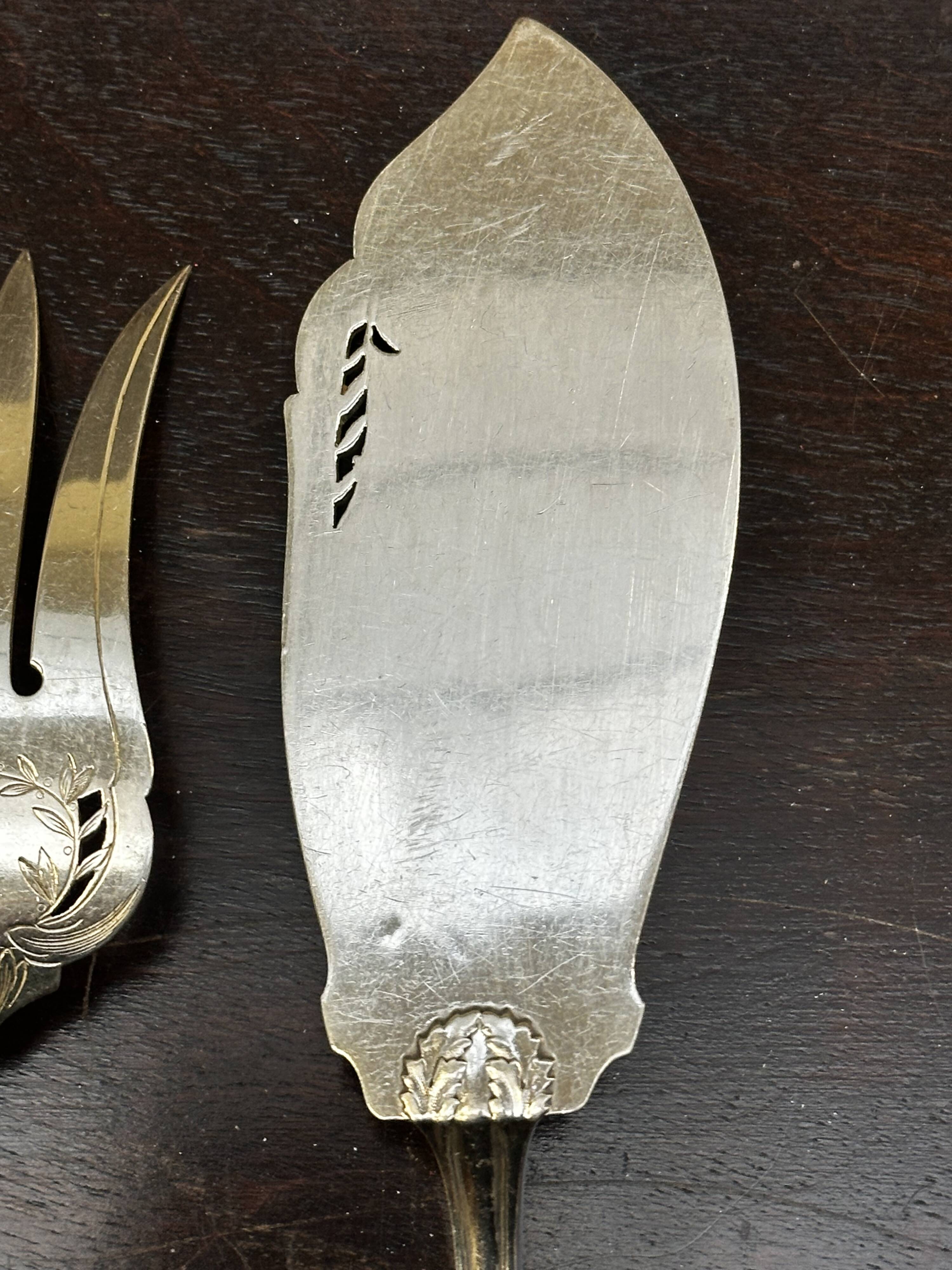 Silver Fish Serving Cutlery - Minerva Hallmarks - Art Nouveau