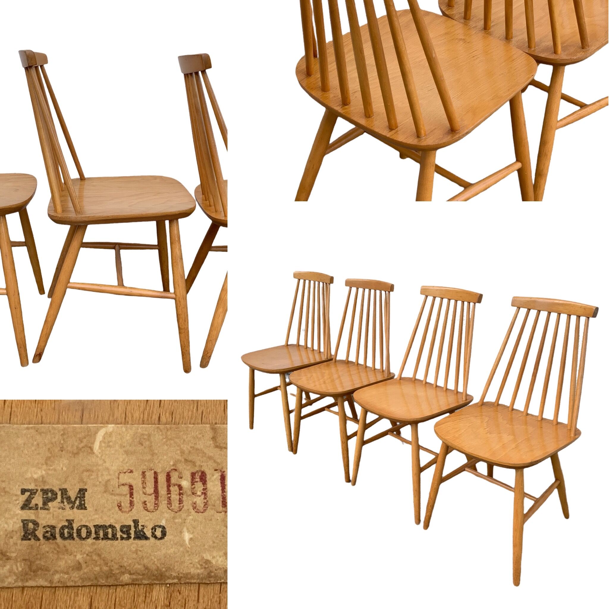 Chaises scandinaves Pinnstol ZPM Radomsko 1950