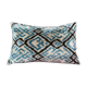 Ikat cushion in blue and black velvet
