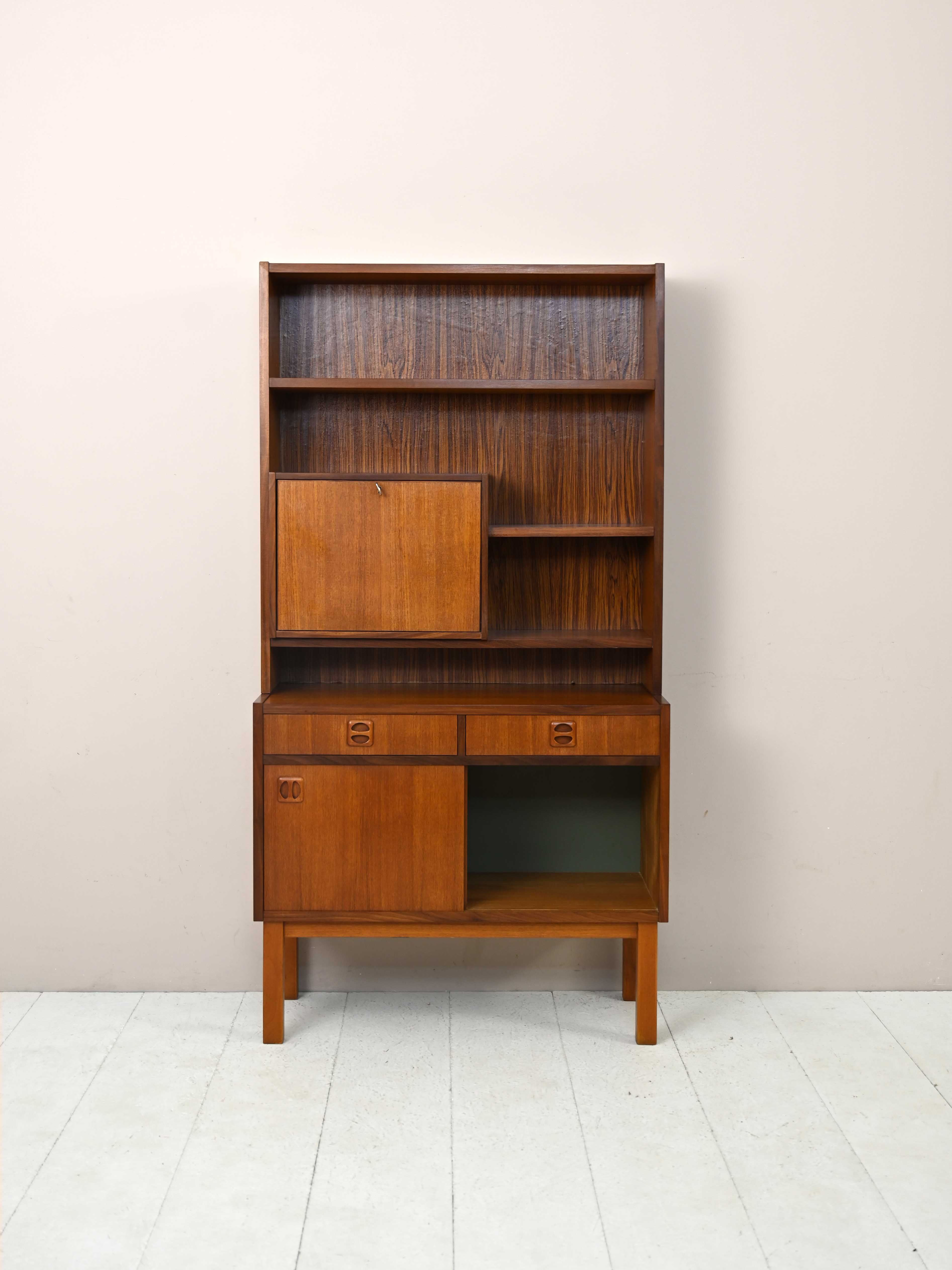 Scandinavian bookcase with bar compartment