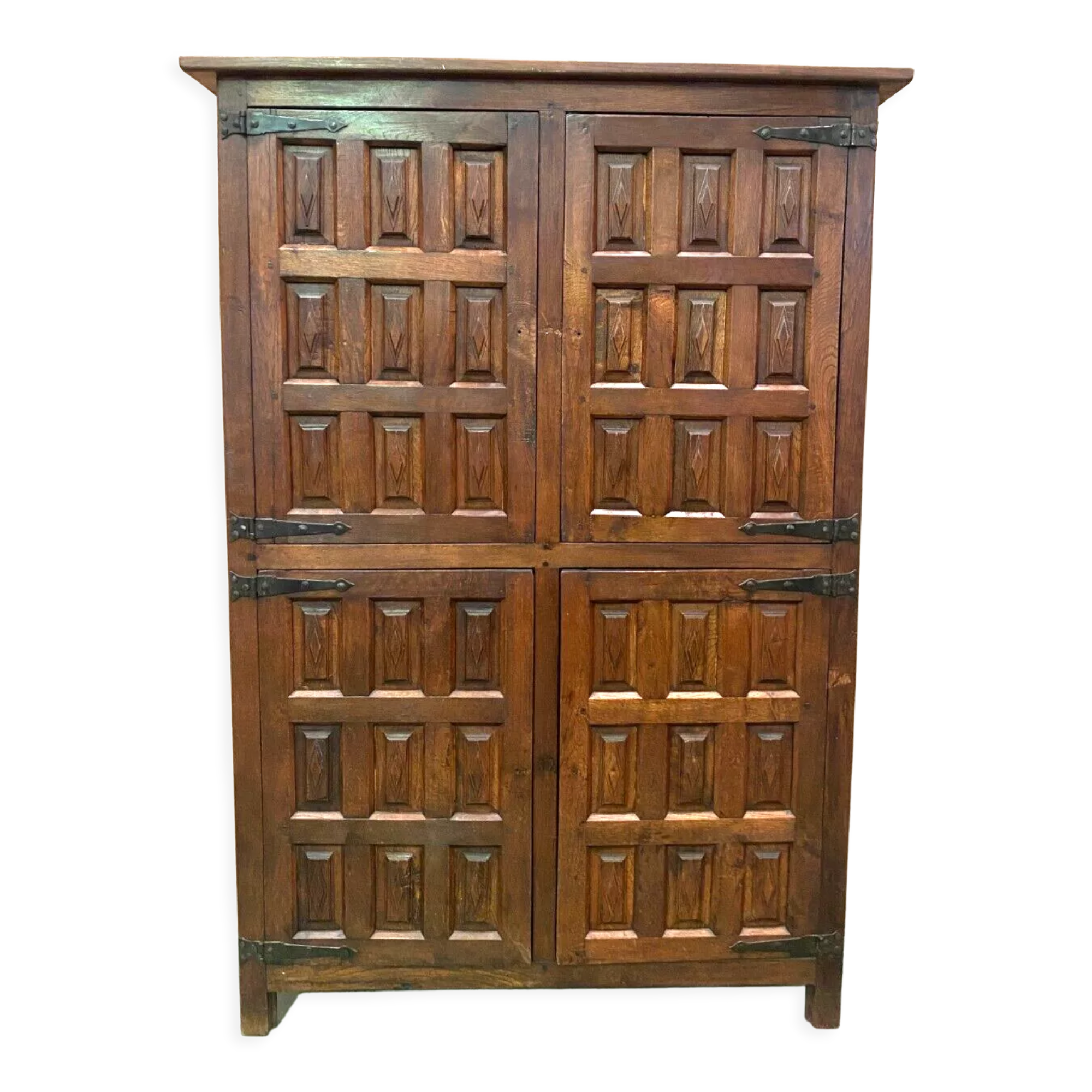 Monastery sideboard with four shutters in solid oak 20th century