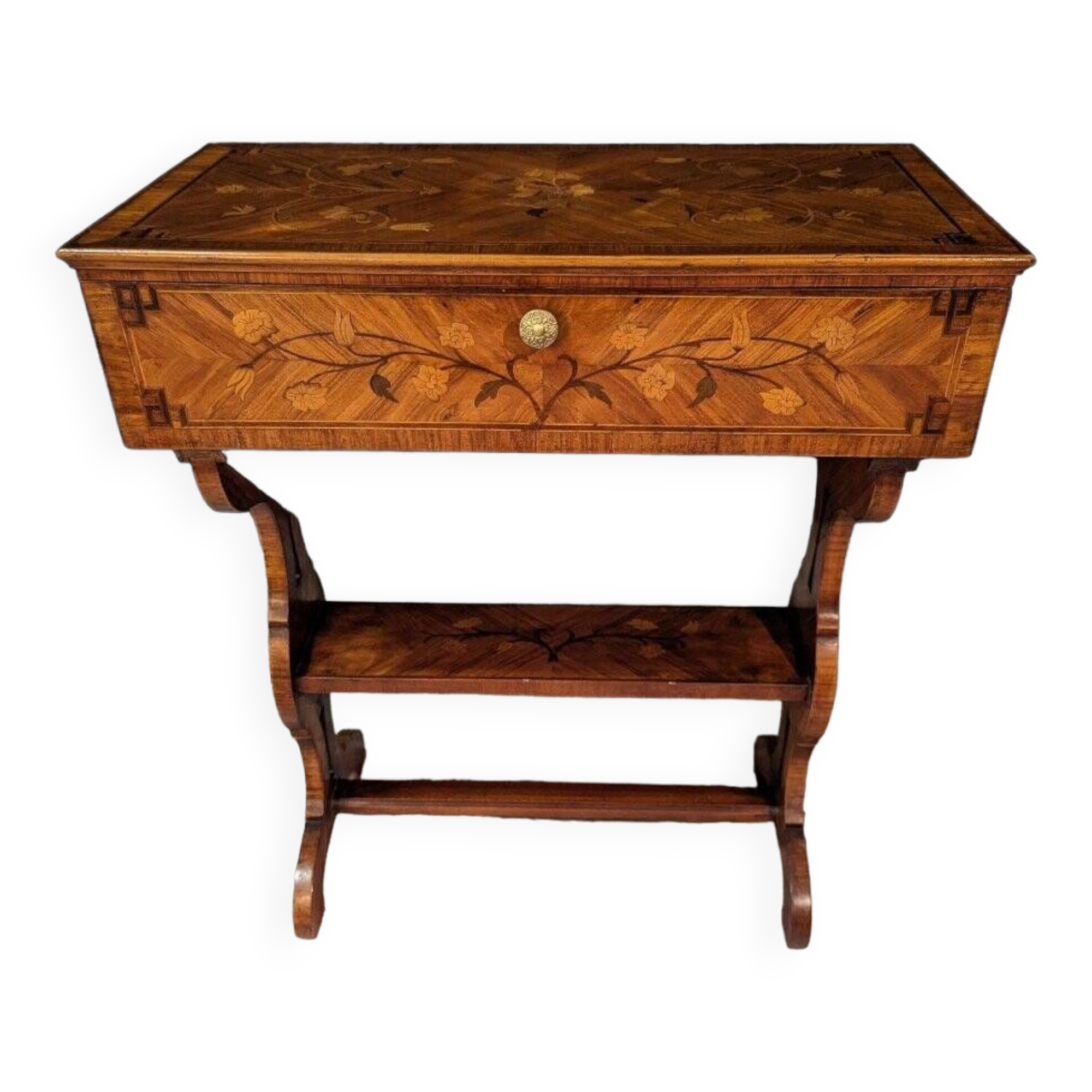 Louis XV Style Middle Side Table In Marquetry