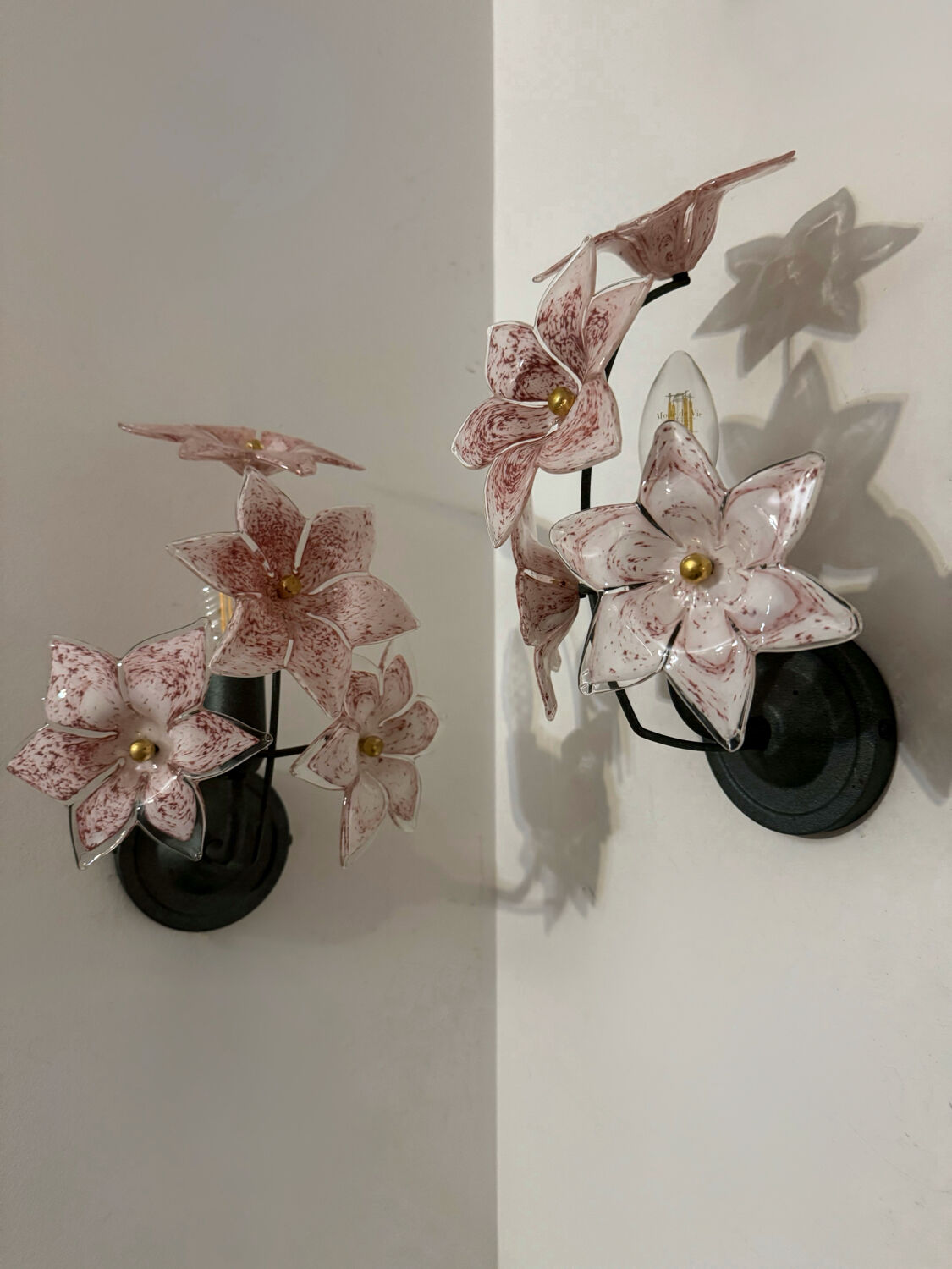 Murano floral wall lights from the 1970s