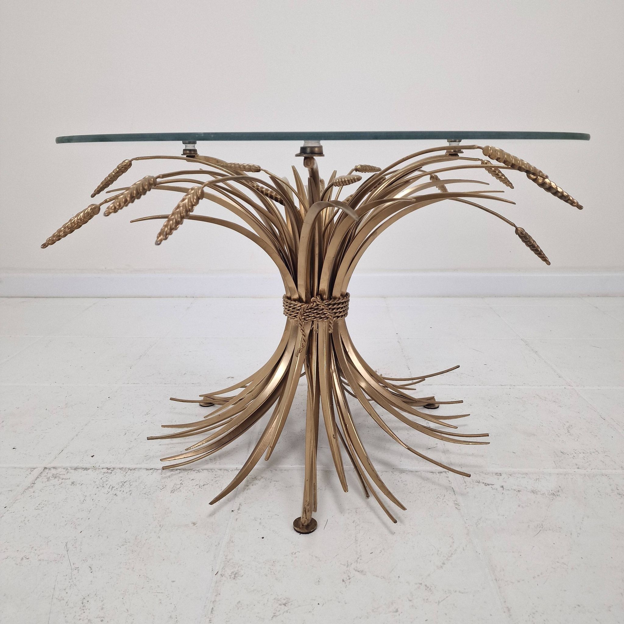 Hollywood Regency Gilded Coco Chanel Style Sheaf of Wheat Coffee Table, 197