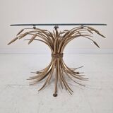 Hollywood Regency Gilded Coco Chanel Style Sheaf of Wheat Coffee Table, 197