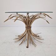 Hollywood Regency Gilded Coco Chanel Style Sheaf of Wheat Coffee Table, 197