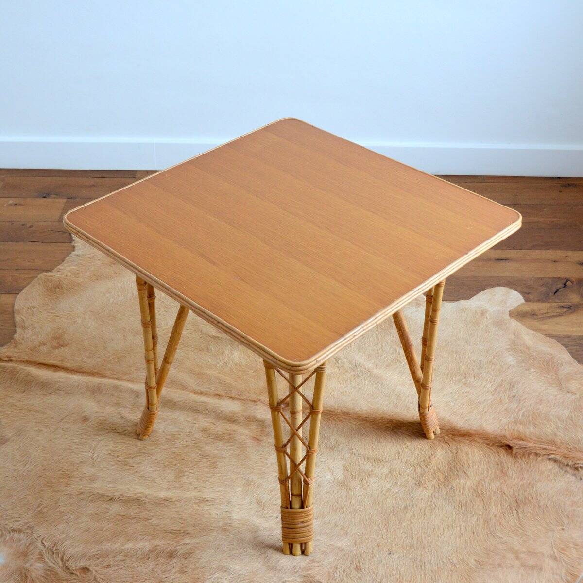 Vintage bamboo and rattan dining table 1960s