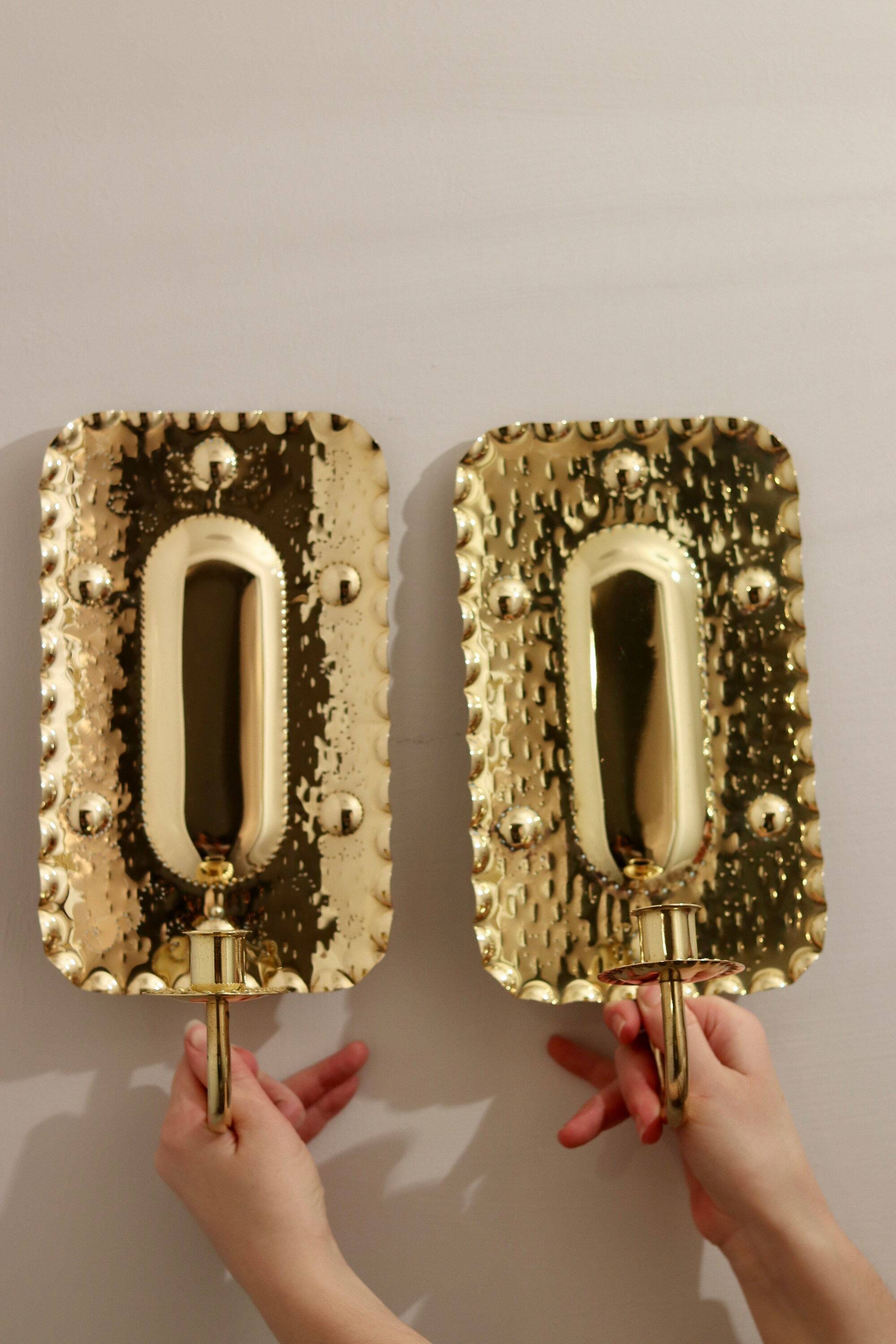 Pair of Mid-Century Swedish Brass Sconces