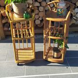 Pair of vintage bedsides in rattan and bamboo