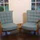 Fan bench by Guillerme and Chambron reupholstered