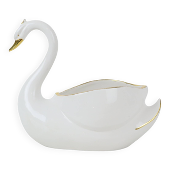 Pot de fleur de cygne en porcelaine vintage Hollywood Regency Made in Italy