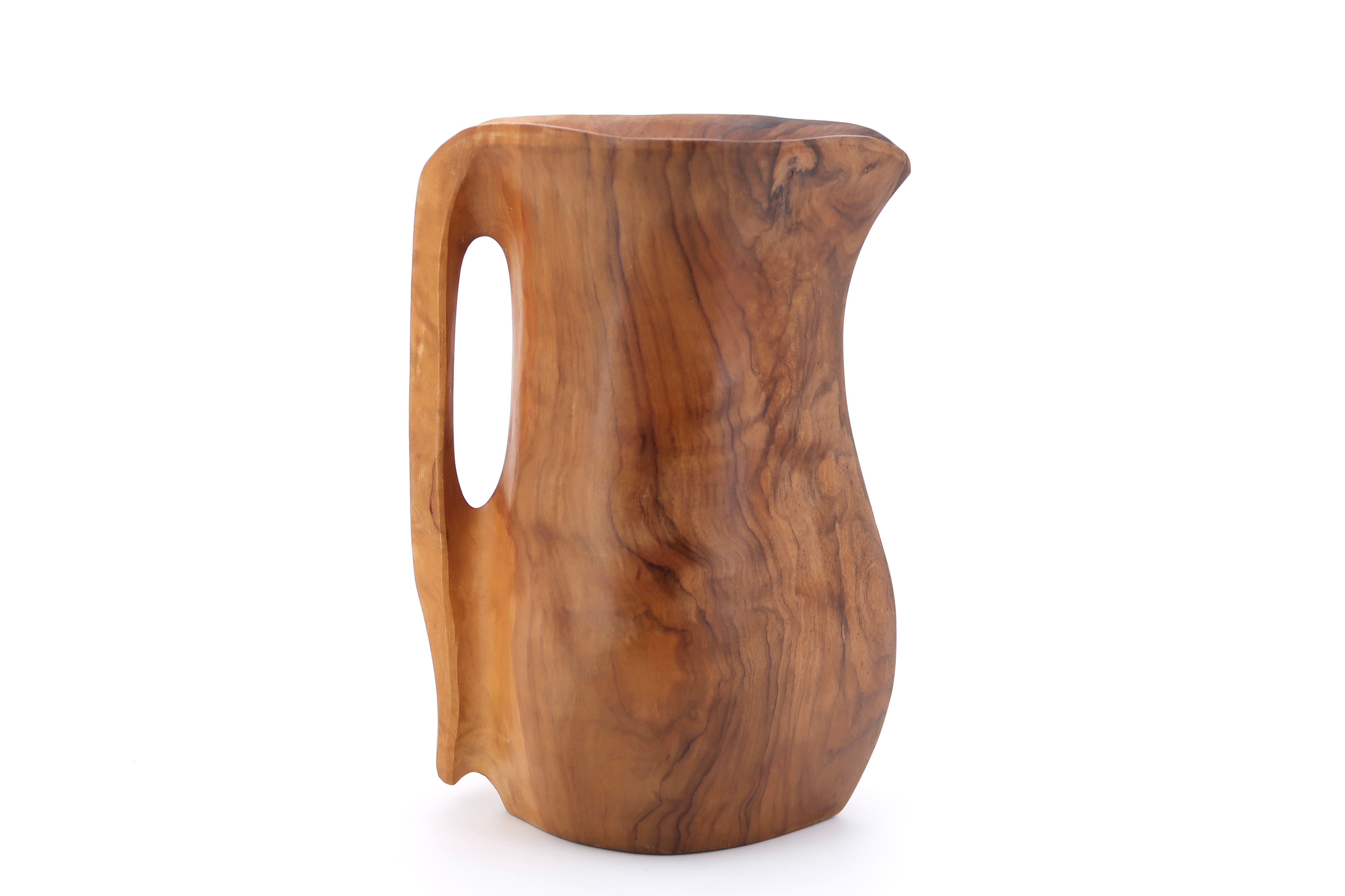 Sculptural wooden pitcher, 60s