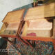 Pair of vintage school desks Hachette Messengers