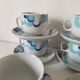 6 vintage cups and 6 saucers with blue cloud decoration by Chriss G.