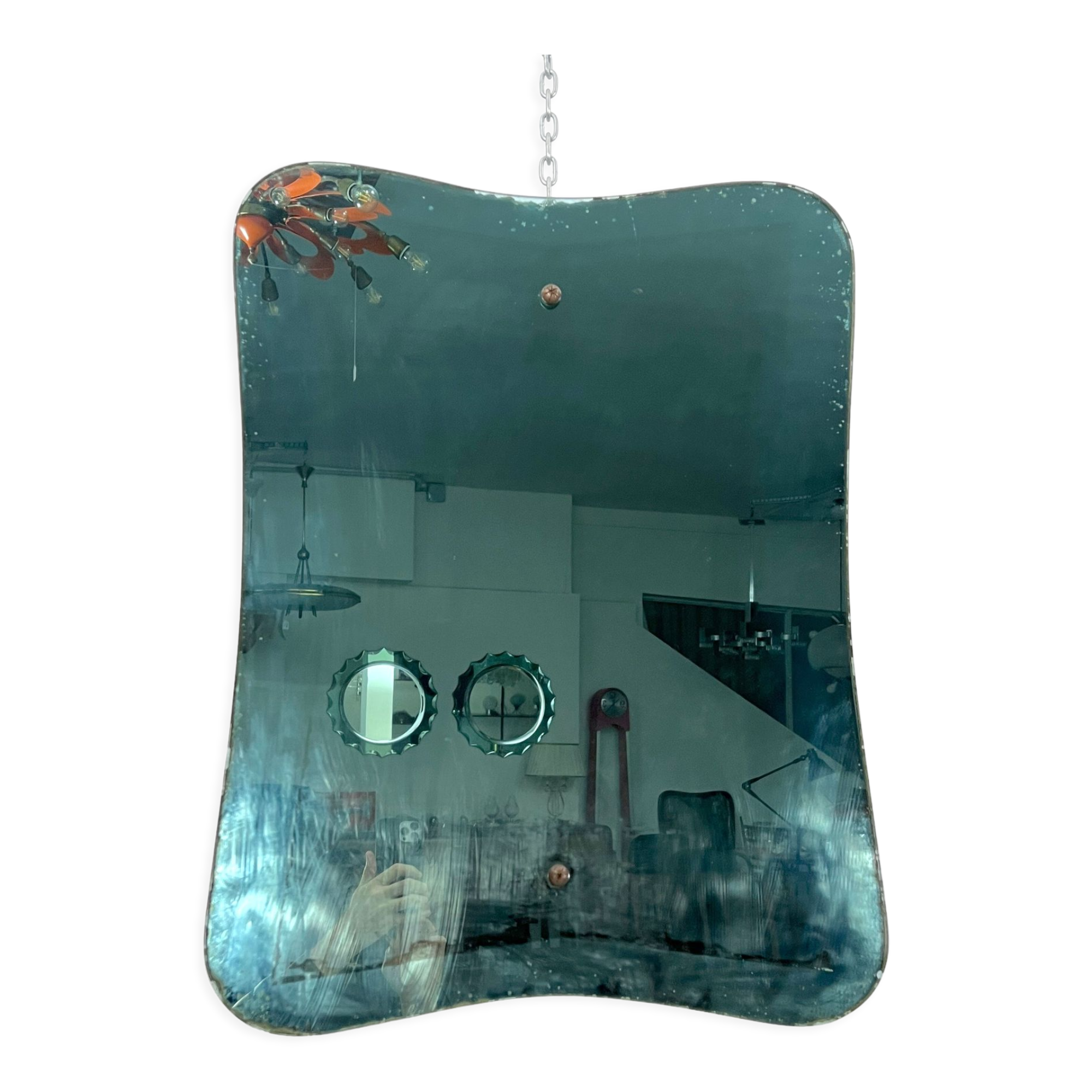 Mid-century green mirror from 50s