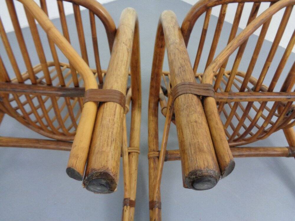Set of Italian Bamboo Armchairs, 1970s