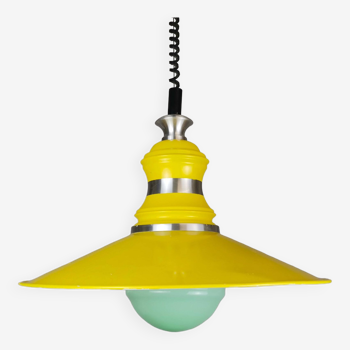 Large Industrial style yellow and green pull down hanging lamp