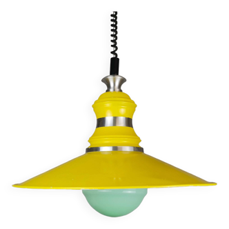 Large Industrial style yellow and green pull down hanging lamp