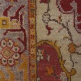 Vintage Red and Pink Turkish Oushak Rug - Kitchen Rug 3'5" X 7'4"