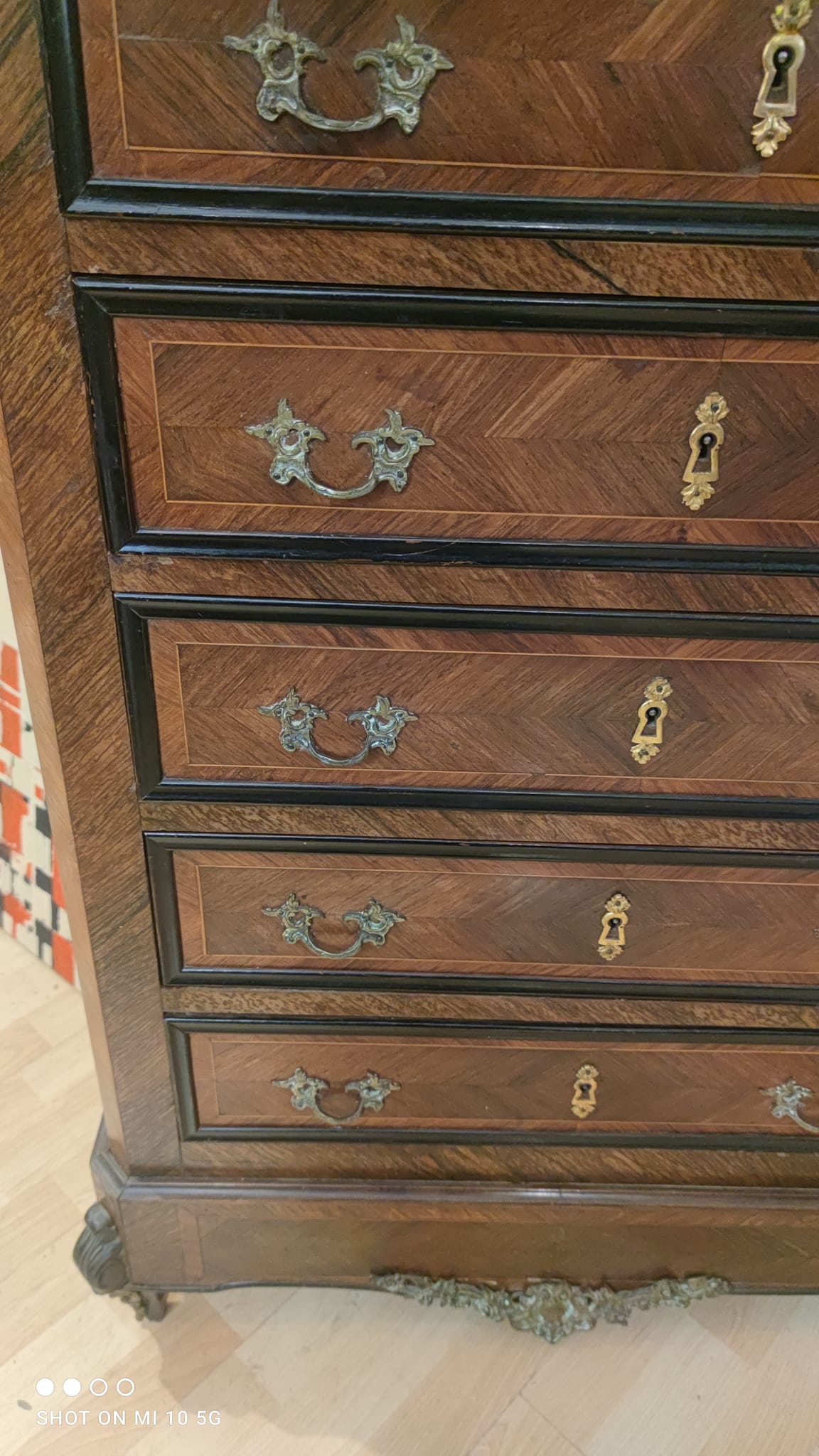 Weekly cabinet in rosewood from Rio and India and blackened pear Napoleon III