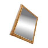XL Bamboo Wood Wall Mirror - Beige Bamboo Frame, Made in Italy, 1940s Mid-Century Modern
