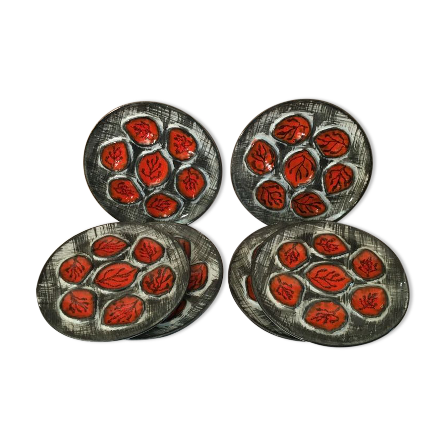 6 oyster plates from the 50s/60s