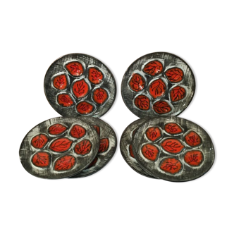 6 assiettes à huîtres des années 50/60