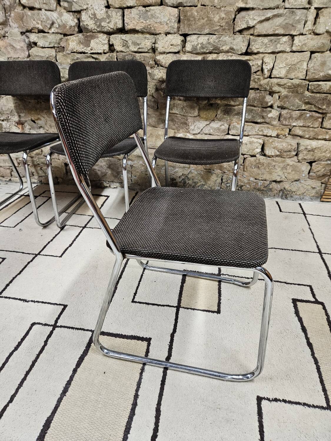 Set of four vintage 1970 sled chairs