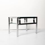 Petite table basse en chrome et verre, années 70