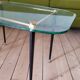 60's glass, metal and brass coffee table